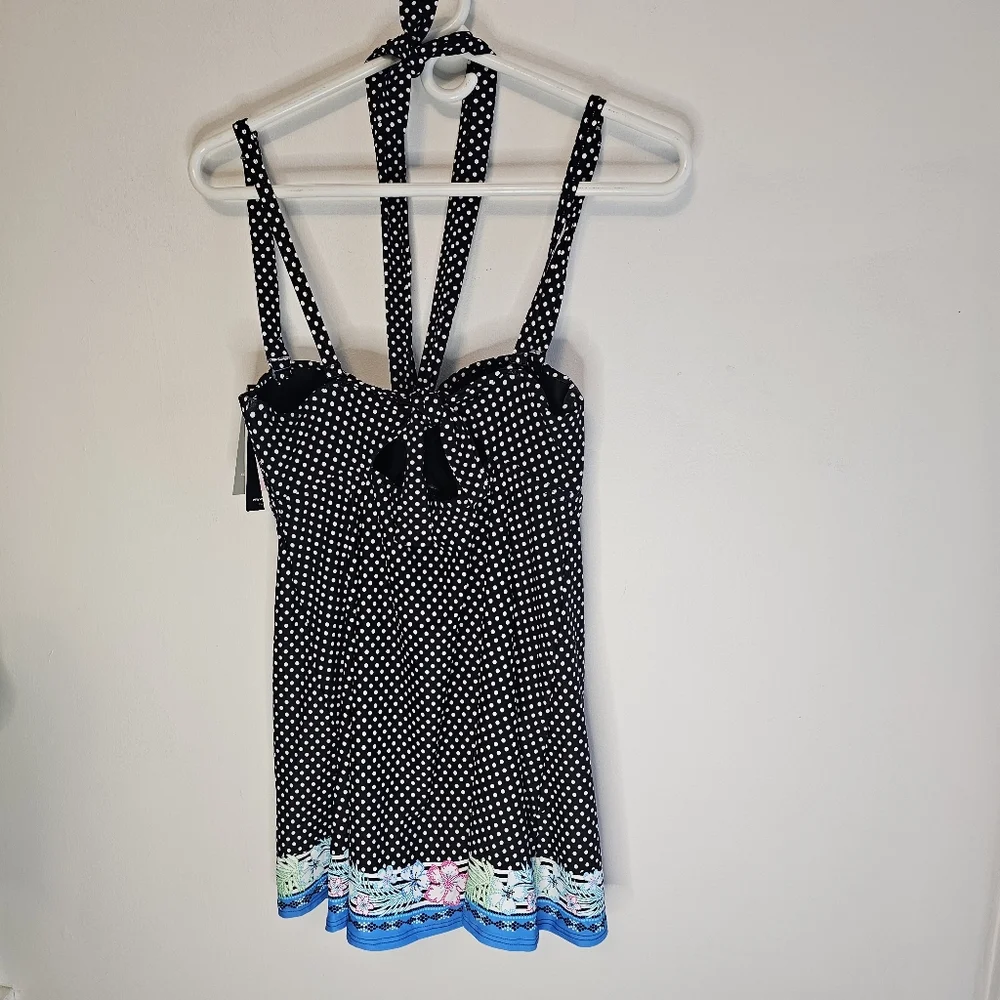 NWT Coco Reef 5 Way Bra Sized Underwire Swim Dress Polka Dot 32/34C - Picture 5 of 16